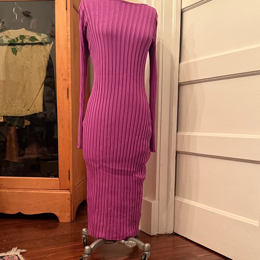 Zara Purple Ribbed Maxi Dress